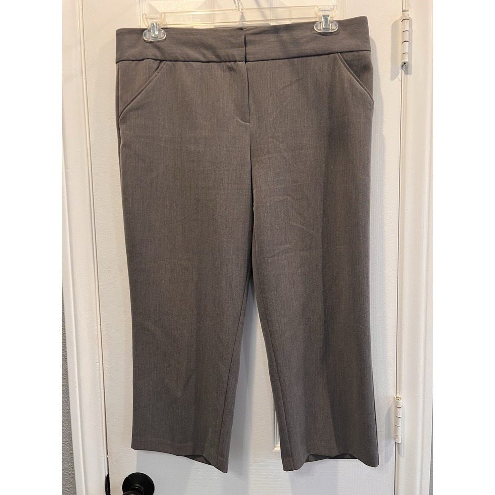 Nicole Miller NY Womens Gray Cropped Dress Pants Size 12 Stretch Trousers Work